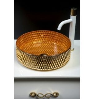 Раковина накладная Boheme золото 817-G